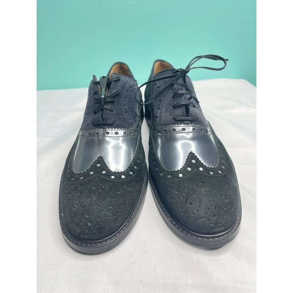 Stylish Navy Blue Wingtip Oxford Shoes‎ - Classic Brogue Design Size 8.5